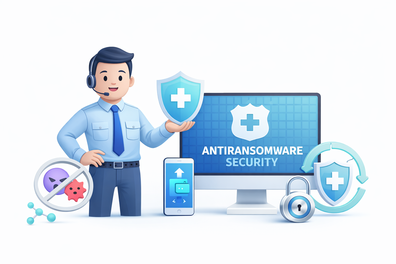 안티랜섬웨어 및 차세대 백신 소개 일러스트